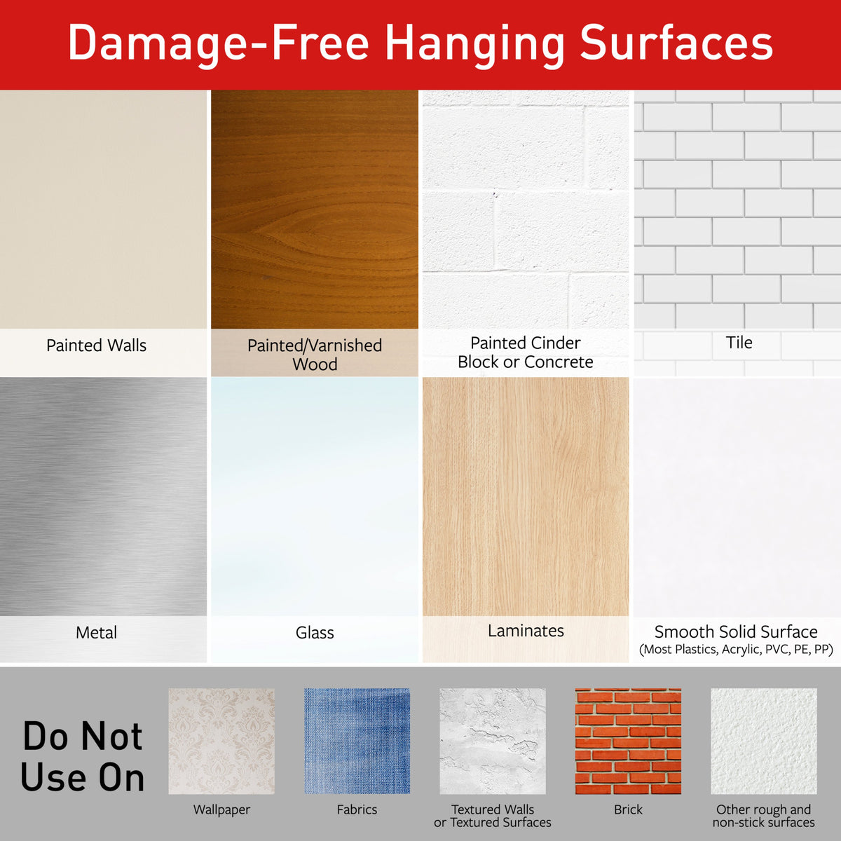 Small Picture Hanging Strips, White, 16 Pairs Per Pack
