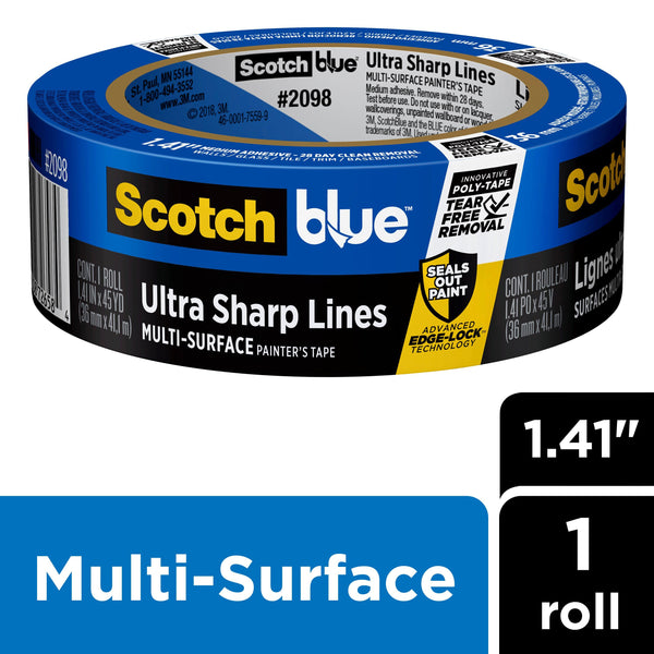 Ultra Sharp Lines Painter's Tape, Blue, 1.41 in x 45 yd, 1 Roll
