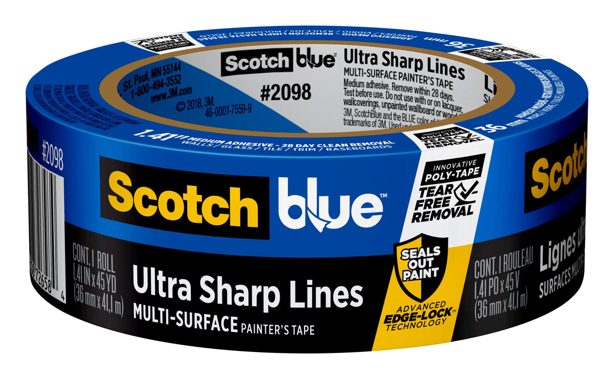 Ultra Sharp Lines Painter's Tape, Blue, 1.41 in x 45 yd, 1 Roll