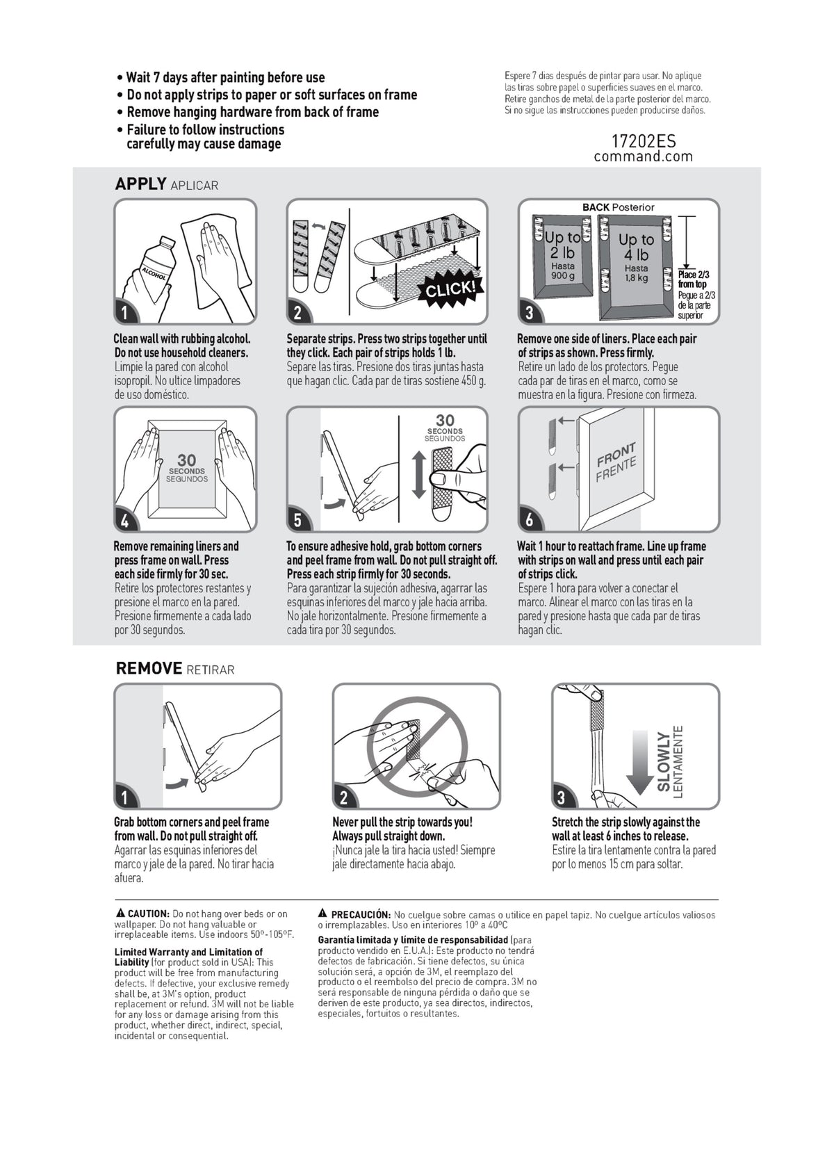 Small Picture Hanging Strips, White, 16 Pairs Per Pack