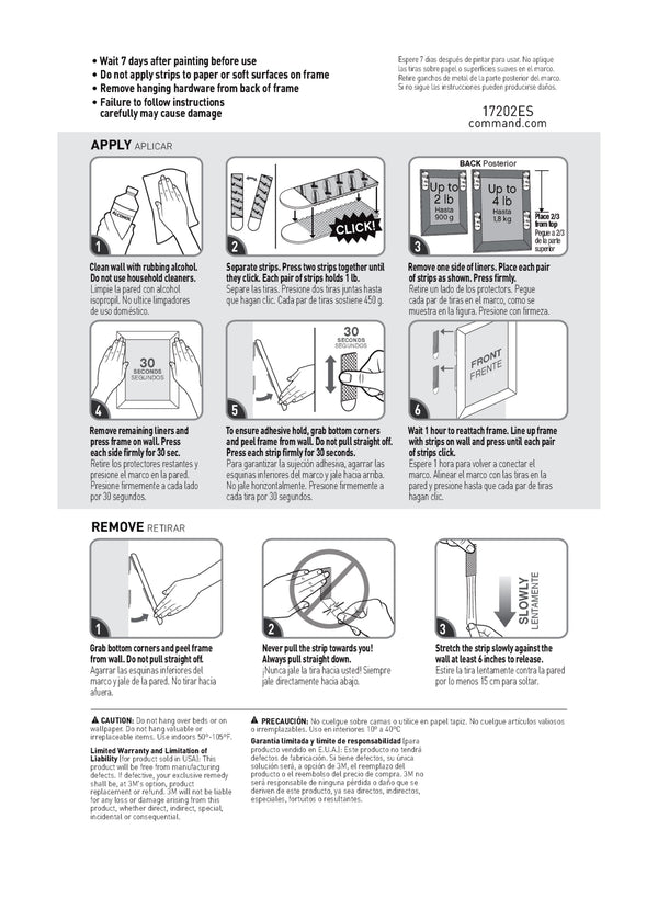 Small Picture Hanging Strips, White, 16 Pairs Per Pack